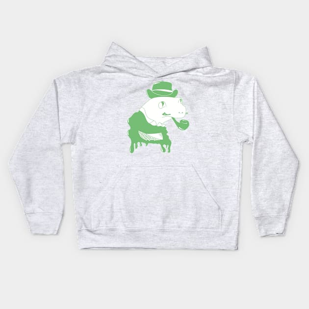 Green Fancy Frog with Pipe Kids Hoodie by Jennggaa